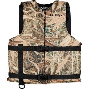 ONYX General Purpose Coast Guard Approved Boating Life Jacket Oversize, Marsh Camo
