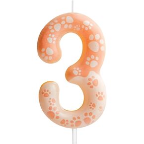 Dog Paw 2nd Birthday Candles Number 2 Candle Cake Cupcake Topper Dog Paw Print Themed Happy 2nd Birthday Cake Decorations for Boys Girls Dog Party Supplies Dog Paw Décor