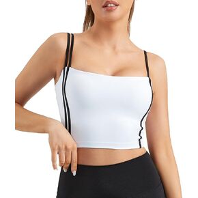 Move With You Womens Padded Sports Bra Spaghetti Strap Tank Tops Longline Workout Bulit in Bra Tank