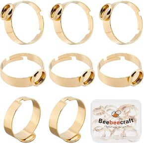Beebeecraft 1 Box 30Pcs Ring Blanks 12mm Adjustable Flat Ring Base Blank Finger Rings Base Settings Round Pad Ring Trays for DIY Rings Making Crafts (Silver Color)