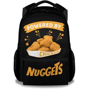 Chicken Nugget Backpack with Lunch Box for Girls, Set of 3 School Backpacks Matching Combo, Funny Gold Bookbag and Pencil Case Bundle