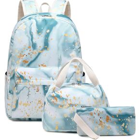 School Backpacks Set for Teen Girls with Lunch Bag Travel Laptop Backpack Casual Daypacks (Light Green)