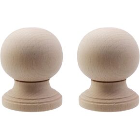 2PCS Unfinished Wood Finials Decorative,2-3/4" Tall x 2" Wide Wooden Finials,for Bed Post Finial,Curtain Rod Finials, DIY Crafts Finials-Type 2