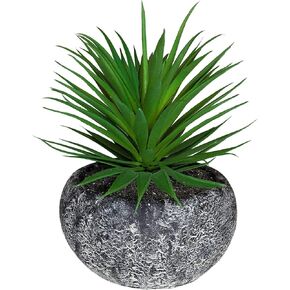 Artificial Succulent Beautiful Faux Plant, Size 7 Inch by 4.5 Inch , Soft Realistic Fake , in Concrete Cement Pot ,for Modern Home Office Decor