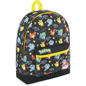 Pokemon Backpack Kids School Bag Boys Girls Teens Pikachu Eevee Pokeball (Black Aop)