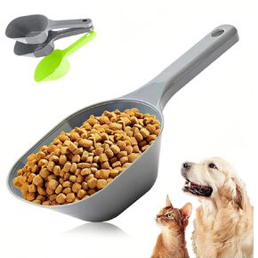 ANVS 3 PACK Pet Food Scoop 1 Cup Capacity, Lines for 1/2 Cup and 1 Cup Plastic Pet Food Scoop For Dog,Puppy and Cat(2 Grey and 1 Green)