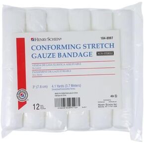 Conforming Stretch Gauze Bandage, 3" x 4.1 Yards, 1Pack, 8 ply, Non-Sterile (12)