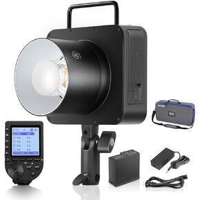 NEEWER Q4 400Ws Studio Flash Outdoor Strobe 2.4G TTL & QPRO-N Trigger Compatible with Nikon, 1/8000 HSS/30W Modeling Lamp/400 Full Power/0.01-1.2s Recycle/21.6V 2800mAh Battery for Wedding Photography