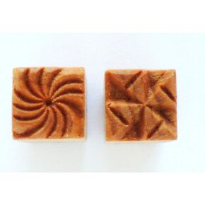 MKM Pottery Tools Stamps 4 Clay Small Square Decorative Stamp for Clay (SSS-7 Spiral and Fan)