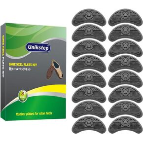 UNIKSTEP 8 Pairs (16 Pieces) Shoe Heel Plate Taps, Shoe Heel Side Worn Repair Rubber Patches, Shoe Heel Replacement Kit