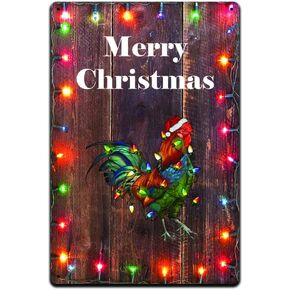 Christmas Roaster 12 X 8 Metal Tin Sign Décor Merry Christmas Xmas Winter Wiener Chicken Elf Reindeer Santa Saint Nick Snow Wreath Gift MS204