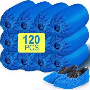 120 Pack(60 Pairs) Shoe Covers Disposable, Non-woven Fabric Shoes Covers for Indoor, Blue Durable & Reusable Disposable Boot & Shoe Covers, Larger Size Fits Various Shoes