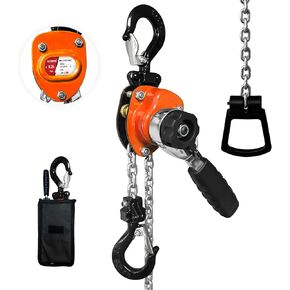 Manual Mini Lever Chain Hoist - 1/4 Ton 550LBS 10FT, Lever Bolck Chain Puller Come Along Winch, Alloy Steel G80 Chain Ratchet with 2 Duty Hooks,Portable and Smooth, for Factory Garages and Open-Air.