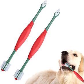 STSAIL 2PCS Dog Toothbrush 360 Degree Dog Tooth Brush, Dual Head Dog Tooth Brushing Kit Non Slip Toothbrush for Dogs and Cat Teeth Clean Pet Toothbrush Dental Care