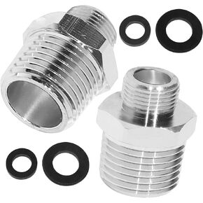 1/2 to 3/8 Reducer Faucet Adapter, Compression Brass Pipe Fitting, RV Kitchen Plumbing, Water Hose Pipe Adapter 1/2 to 3/8 Reducer (2 Pack)