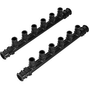 Pex Manifold 6 Ports for Pex-A Expansion Ring Connections Plastic Manifold 3/4" Trunk Ports - Two Sides Open, 1/2" 6 Ports [Pack of 2]