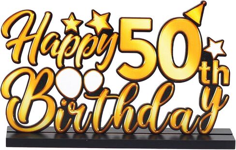 3 Pieces Happy 50th Birthday Party Table Decorations-Born in 1974, Cheer To 50 Years Table Centerpiece Sign Wooden Birthday Presents Congrats for Birthday Party Dinner Table Topper Favors in Saudi Arabia