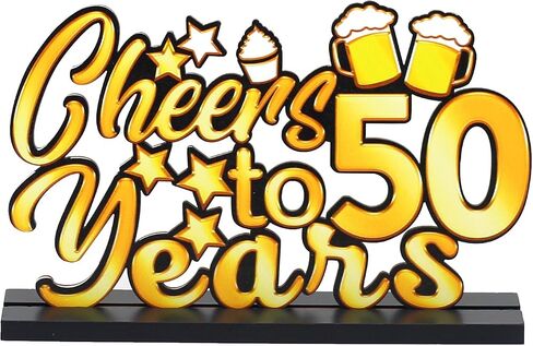 3 Pieces Happy 50th Birthday Party Table Decorations-Born in 1974, Cheer To 50 Years Table Centerpiece Sign Wooden Birthday Presents Congrats for Birthday Party Dinner Table Topper Favors in Saudi Arabia