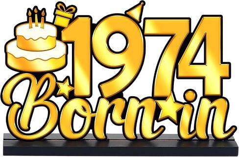 3 Pieces Happy 50th Birthday Party Table Decorations-Born in 1974, Cheer To 50 Years Table Centerpiece Sign Wooden Birthday Presents Congrats for Birthday Party Dinner Table Topper Favors in Saudi Arabia