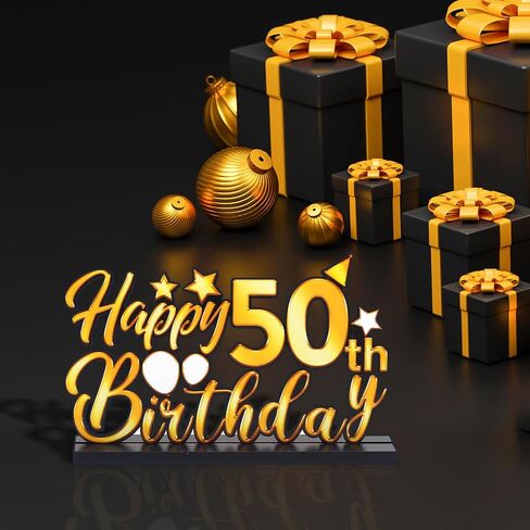 3 Pieces Happy 50th Birthday Party Table Decorations-Born in 1974, Cheer To 50 Years Table Centerpiece Sign Wooden Birthday Presents Congrats for Birthday Party Dinner Table Topper Favors in Saudi Arabia