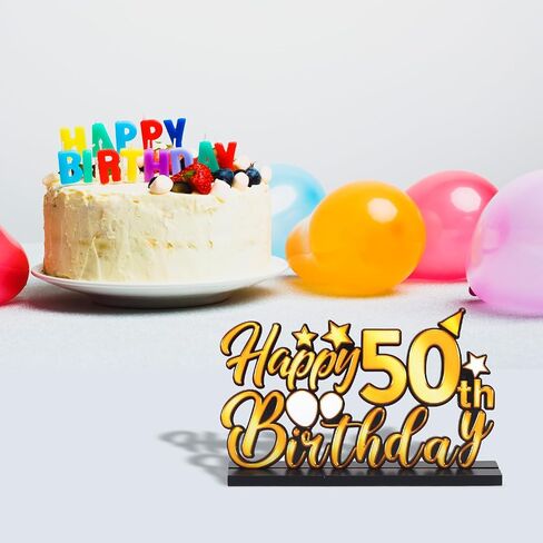 3 Pieces Happy 50th Birthday Party Table Decorations-Born in 1974, Cheer To 50 Years Table Centerpiece Sign Wooden Birthday Presents Congrats for Birthday Party Dinner Table Topper Favors in Saudi Arabia