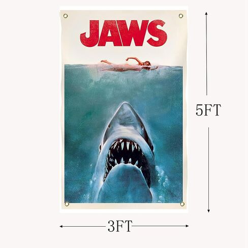 Jaws Movie Tapestry 3x5Ft جدار الفن راية العلم لديكور غرفة نوم الجدار in Saudi Arabia