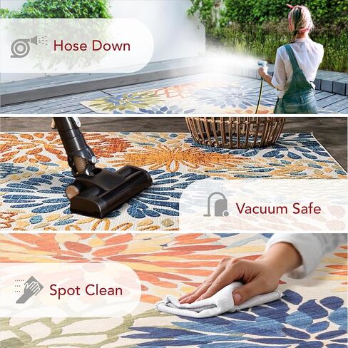 nuLOOM Rosana Floral Machine Washable Indoor/Outdoor Runner Rug, 2' 6" x 8', Multicolor in Saudi Arabia