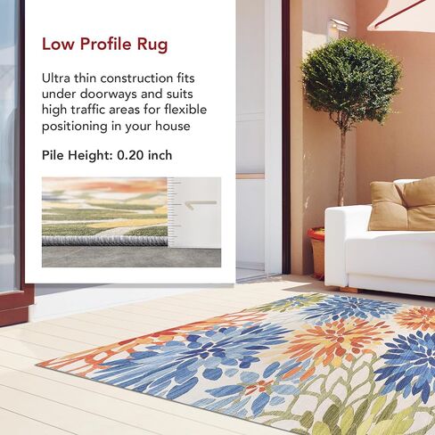 nuLOOM Rosana Floral Machine Washable Indoor/Outdoor Runner Rug, 2' 6" x 8', Multicolor in Saudi Arabia