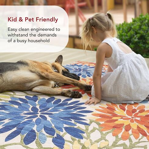 nuLOOM Rosana Floral Machine Washable Indoor/Outdoor Runner Rug, 2' 6" x 8', Multicolor in Saudi Arabia