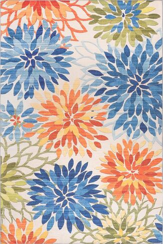 nuLOOM Rosana Floral Machine Washable Indoor/Outdoor Runner Rug, 2' 6" x 8', Multicolor in Saudi Arabia