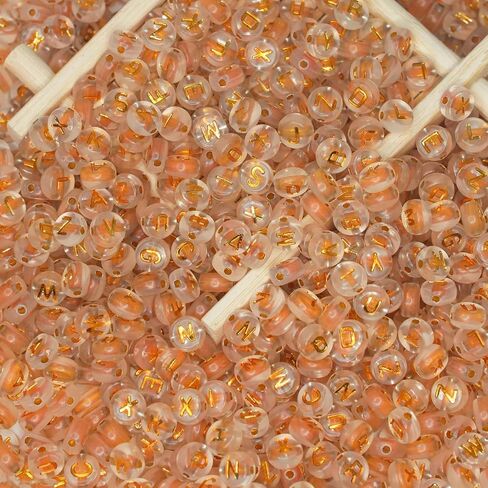 AmlkHxuan 1000 قطعة خرز بأحرف مستديرة ملون ذهبي أكريليك مع خرز ذهبي أبجدي 4 × 7 مم خرز للأساور وقلادات مستلزمات صناعة المجوهرات. (ذهبي اللون) in Kuwait
