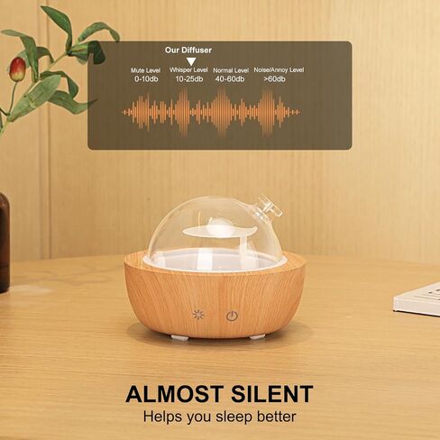 Glass Essential Oil Diffusers for Home, Wood Grain Base Humidifier, Decorative Bedroom Aromatherapy Scent Air Diffuser Ultrasonic Aroma Defusers 200ml in Saudi Arabia