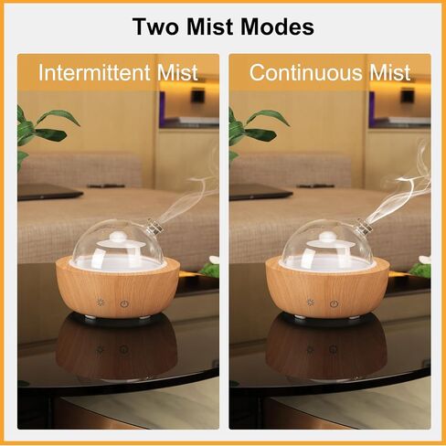 Glass Essential Oil Diffusers for Home, Wood Grain Base Humidifier, Decorative Bedroom Aromatherapy Scent Air Diffuser Ultrasonic Aroma Defusers 200ml in Saudi Arabia