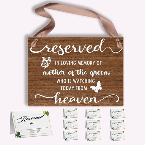 In Loving Memory Wedding Sign Wedding Memorial Sign - Reserved Seating Signs for mother of the Groom,Ceremony Seat Banner for Reception, Wedding Decor Elegant Wood Sign 7.8x9.8in in Saudi Arabia