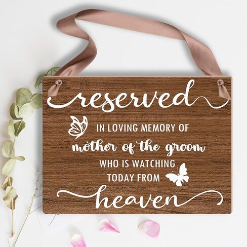 In Loving Memory Wedding Sign Wedding Memorial Sign - Reserved Seating Signs for mother of the Groom,Ceremony Seat Banner for Reception, Wedding Decor Elegant Wood Sign 7.8x9.8in in Saudi Arabia