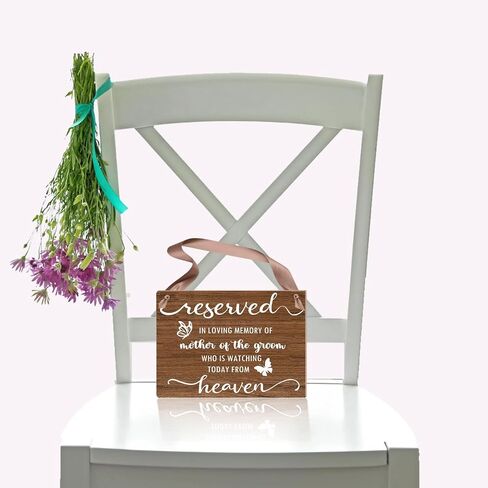 In Loving Memory Wedding Sign Wedding Memorial Sign - Reserved Seating Signs for mother of the Groom,Ceremony Seat Banner for Reception, Wedding Decor Elegant Wood Sign 7.8x9.8in in Saudi Arabia