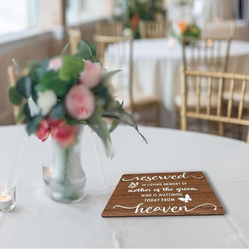 In Loving Memory Wedding Sign Wedding Memorial Sign - Reserved Seating Signs for mother of the Groom,Ceremony Seat Banner for Reception, Wedding Decor Elegant Wood Sign 7.8x9.8in in Saudi Arabia