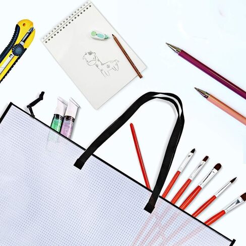 حقائب محفظة فنية مقاس 19 × 25 بوصة من Opret، حقيبة تخزين الملصقات مع سحاب ومقبض منظمات مجلدات شبكية من الفينيل للوحات الإعلانات والأعمال الفنية والرسوم البيانية والمواد التعليمية in Kuwait