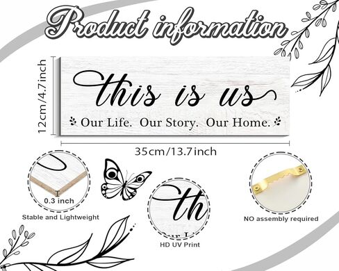 هذا هو لنا علامة جدار خشبية الأسرة لوحات الحائط إلهام الخشب علامة مدخل المزرعة ريفي لوحات الحائط الفن مع اقتباسات لغرفة المعيشة غرفة نوم المطبخ زينة عيد الميلاد (4.7 × 13.7) in Kuwait