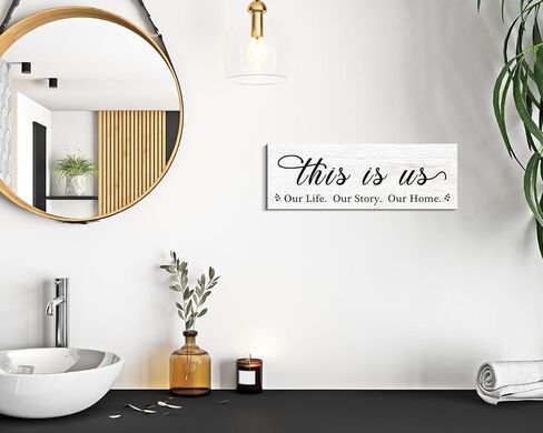 هذا هو لنا علامة جدار خشبية الأسرة لوحات الحائط إلهام الخشب علامة مدخل المزرعة ريفي لوحات الحائط الفن مع اقتباسات لغرفة المعيشة غرفة نوم المطبخ زينة عيد الميلاد (4.7 × 13.7) in Kuwait