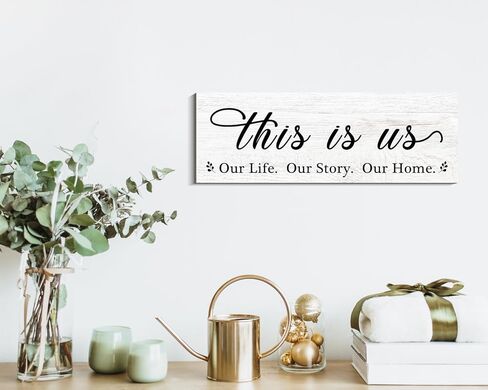 هذا هو لنا علامة جدار خشبية الأسرة لوحات الحائط إلهام الخشب علامة مدخل المزرعة ريفي لوحات الحائط الفن مع اقتباسات لغرفة المعيشة غرفة نوم المطبخ زينة عيد الميلاد (4.7 × 13.7) in Kuwait