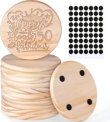 12 قطعة من قواعد الأكواب الخشبية غير المكتملة، قواعد أكواب خشبية فارغة من GOH DODD مقاس 4 بوصات لنماذج معمارية DIY ورسم ونقش الخشب وحرق الخشب ومنشار التمرير بالليزر in Kuwait