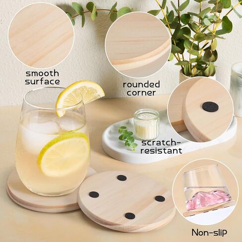 12 قطعة من قواعد الأكواب الخشبية غير المكتملة، قواعد أكواب خشبية فارغة من GOH DODD مقاس 4 بوصات لنماذج معمارية DIY ورسم ونقش الخشب وحرق الخشب ومنشار التمرير بالليزر in Kuwait