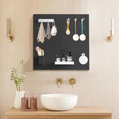 Metal Pegboard Combination Kit, 4 Pegboards and 17 Accessories Modular Hanging for Wall Organizer, Crafts Organization, Ornaments Display, 24" x 24", White | Metal Peg Board in Kuwait