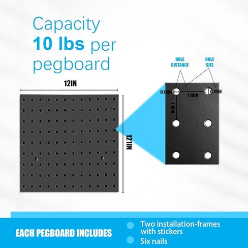 Metal Pegboard Combination Kit, 4 Pegboards and 17 Accessories Modular Hanging for Wall Organizer, Crafts Organization, Ornaments Display, 24" x 24", White | Metal Peg Board in Kuwait