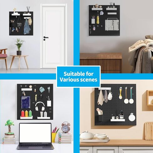 Metal Pegboard Combination Kit, 4 Pegboards and 17 Accessories Modular Hanging for Wall Organizer, Crafts Organization, Ornaments Display, 24" x 24", White | Metal Peg Board in Kuwait