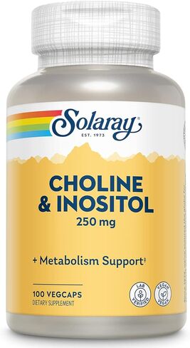 SOLARAY Choline & Inositol 250 mg | Two-Nutrient Combo for Healthy Fat Metabolism, Brain Function Support | 100 VegCaps | Pack of 2 in Saudi Arabia