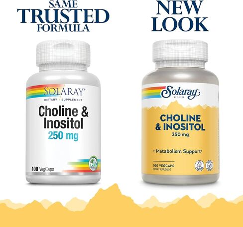 SOLARAY Choline & Inositol 250 mg | Two-Nutrient Combo for Healthy Fat Metabolism, Brain Function Support | 100 VegCaps | Pack of 2 in Saudi Arabia