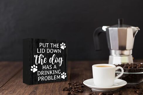 Mtrgdn Bathroom Decor Rustic Black Wooden Box Sign,Bathroom Decor Wall Art,Put The Lid Down The Dog Has A Drinking Problem,Dog Decorations For Home,Dog Room Decor,Bathroom Shelf Decor,Funny Gifts in Saudi Arabia