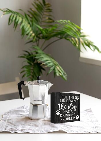 Mtrgdn Bathroom Decor Rustic Black Wooden Box Sign,Bathroom Decor Wall Art,Put The Lid Down The Dog Has A Drinking Problem,Dog Decorations For Home,Dog Room Decor,Bathroom Shelf Decor,Funny Gifts in Saudi Arabia